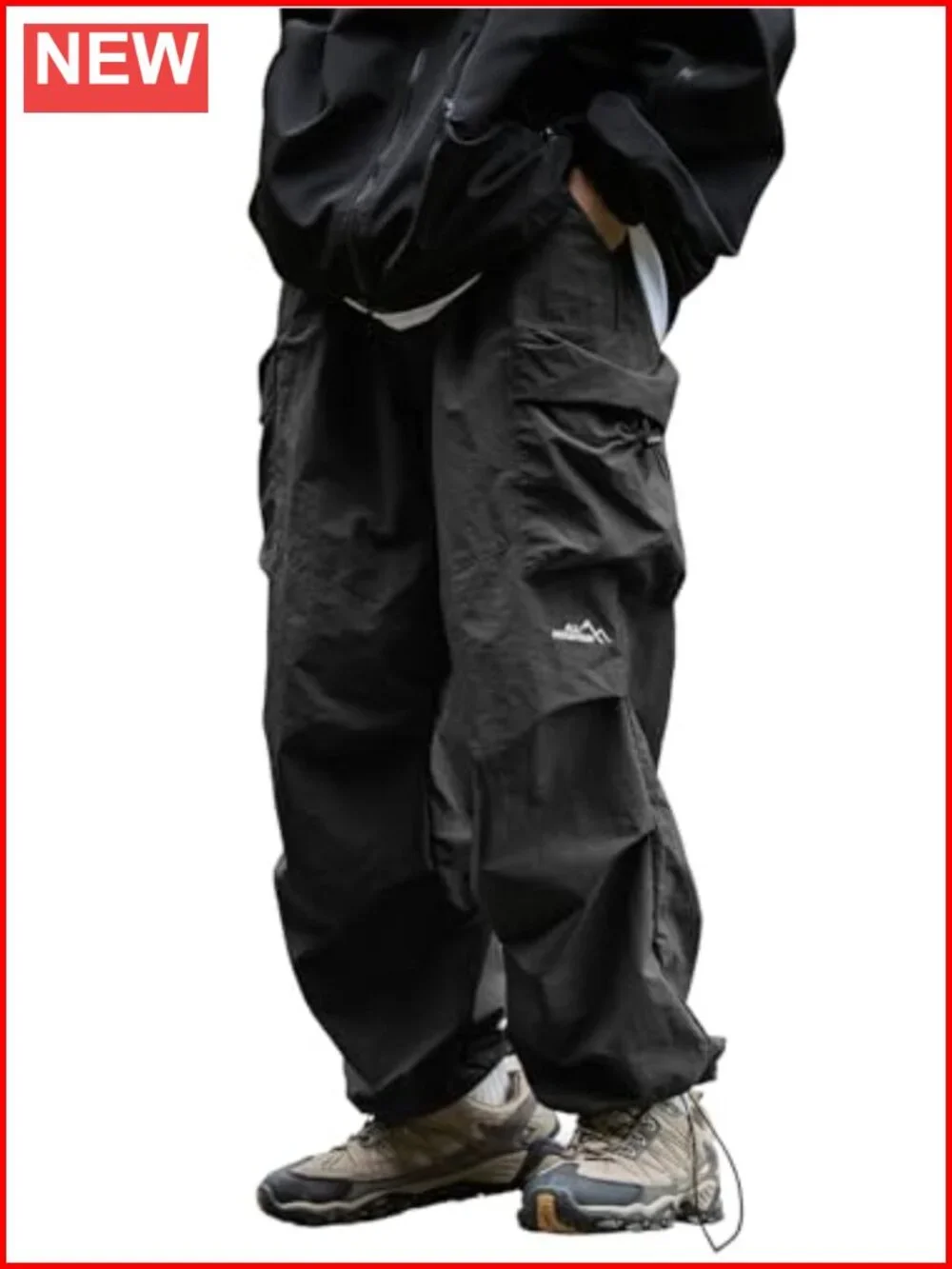 Men's Baggy Cargo Pants Parachute Loose Fit Lightweight Water Resistant with